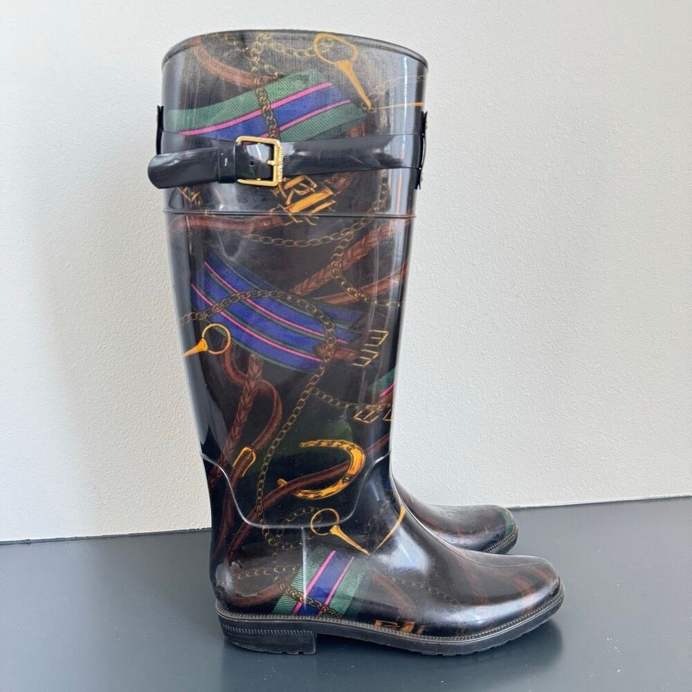 Ralph Lauren Boots Women’s 7 Rossalyn II Rubber Tall Equestrian Rain Horse Girl